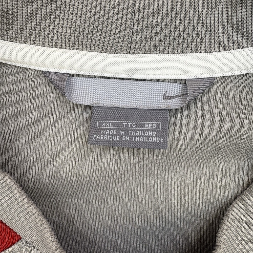 Vintage Nike Shirt Mens XXL Gray Red Jersey Sweatshirt Mesh Y2K Center Swoosh - Picture 3 of 11